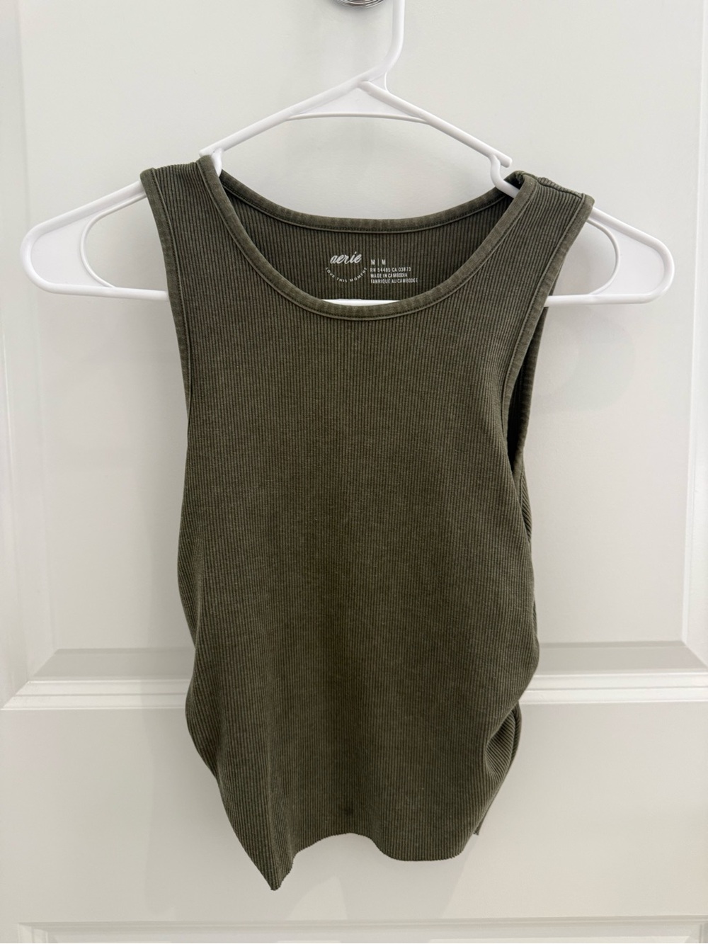 aerie Olive Ribbed Crewneck Tank